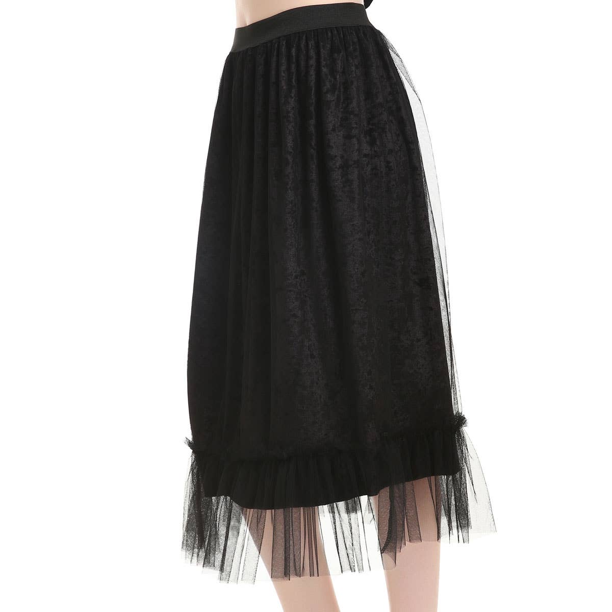 Black Crushed Velvet Skirt