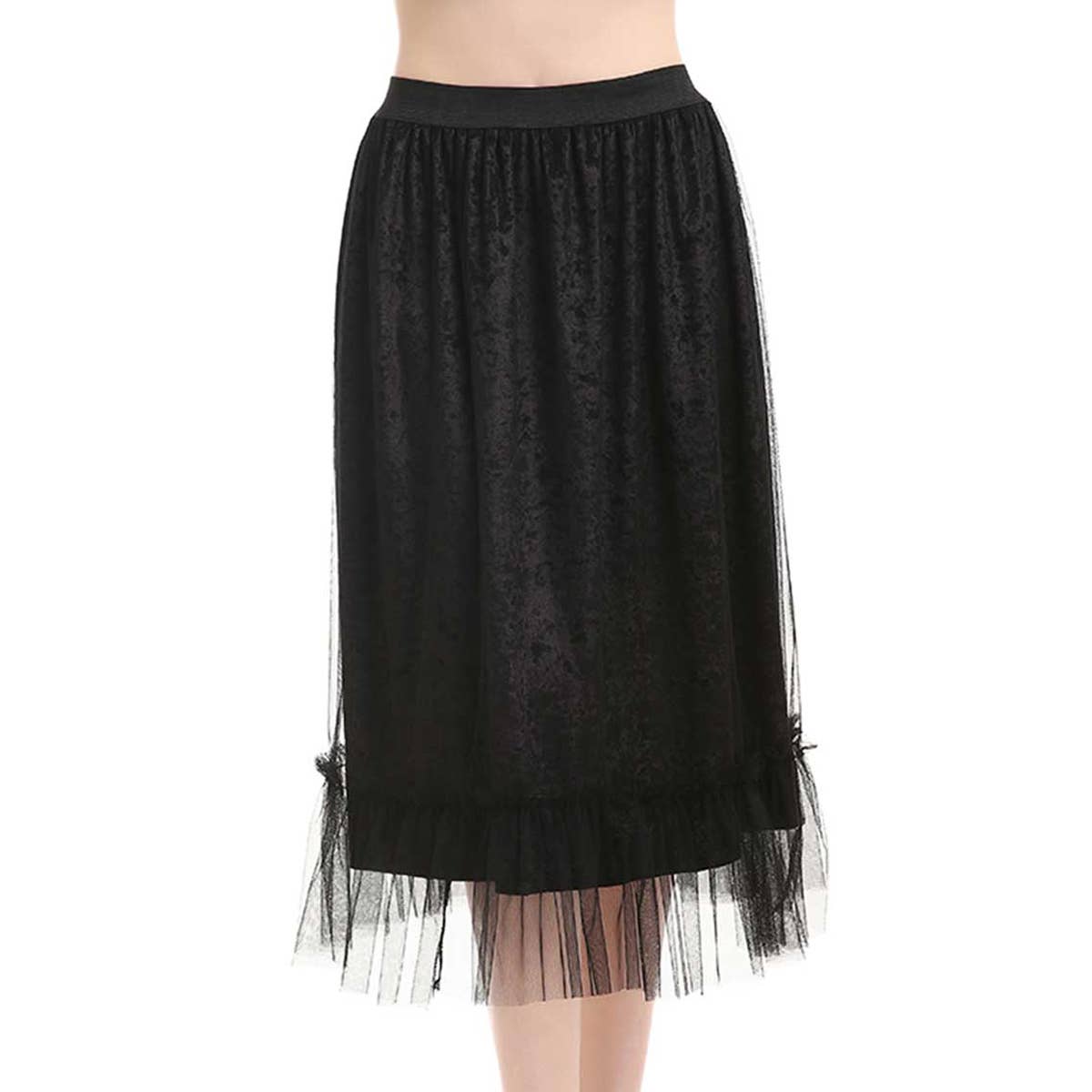 Black Crushed Velvet Skirt